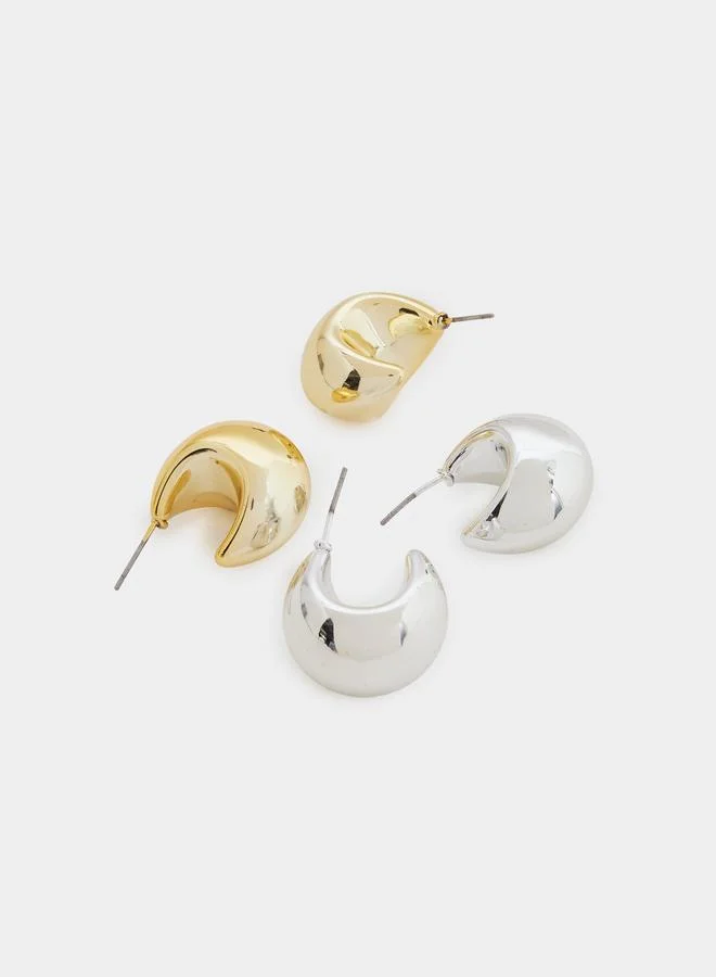 Pack Of 2 - Statement Hoop Earrings